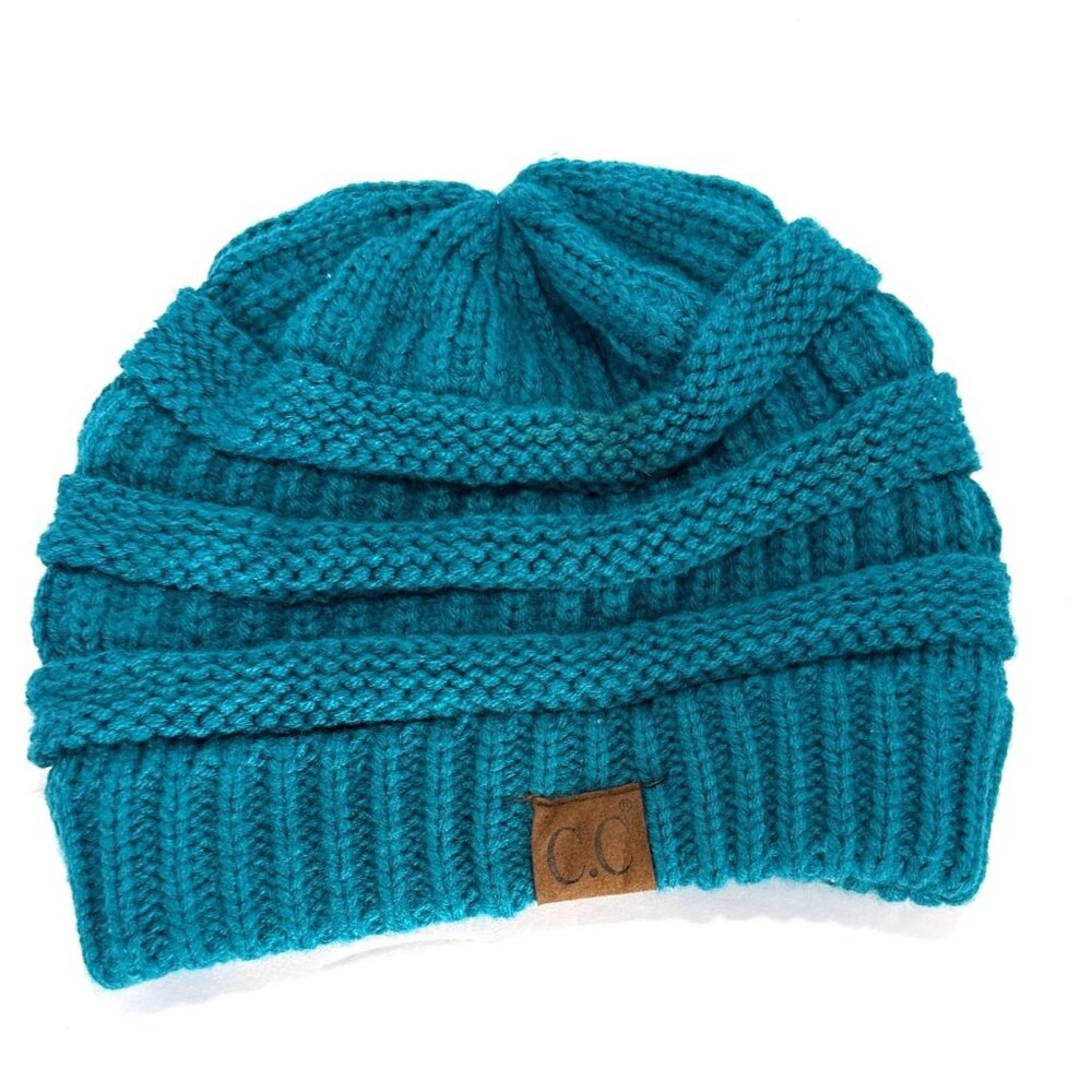 C.C Exclusives Ribbed‎ Knit Beanie Hat Acrylic Warm Winter Cap Teal